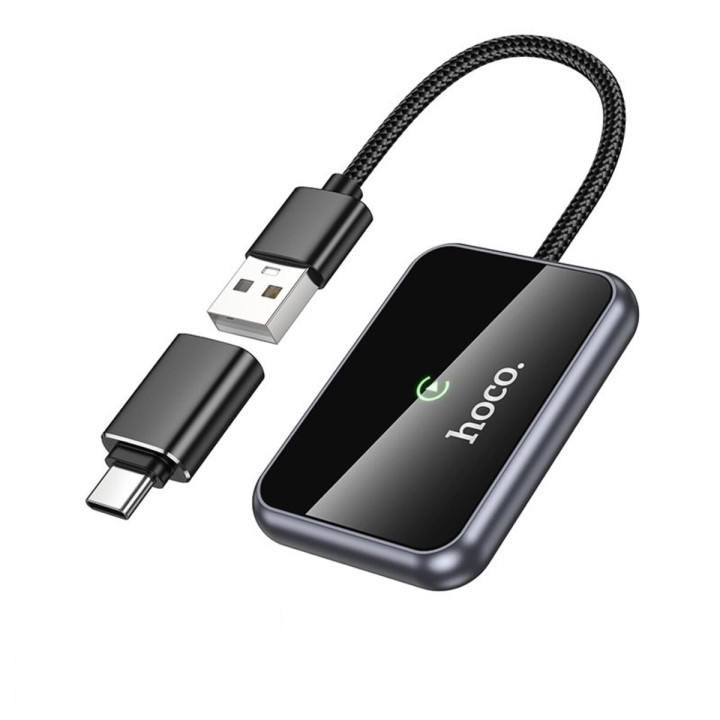 Адаптер HOCO HU1 Way car wireless CarPlay adapter, Metal Gray