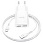 Сетевое зарядное устройство HOCO C88A Star round dual port charger set (Type-C), White