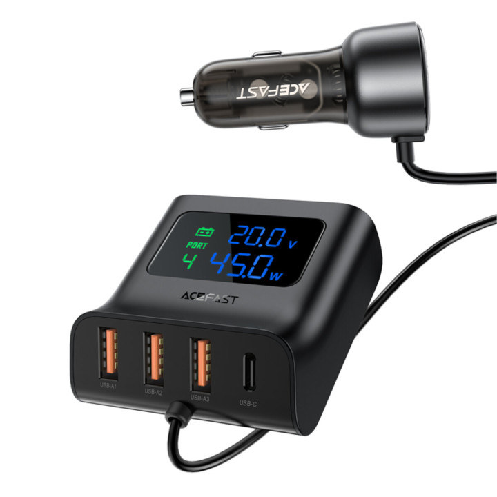 Автомобильное зарядное устройство ACEFAST B11 138W Car Charger Splitter with Digital Display, Black