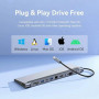 USB - Hab Vention Multi-function Ttpe-C to HDMI / VGA / Type-C Gen 1 / USB 3.0x2 / USB 2.0 / RJ45 / SD / TF / TRRS 3.5mm / PD Docking Station 0.25m