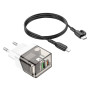 Сетевое зарядное устройство BOROFONE BA80A PD20W / QC3.0 cable Type-C to Lightning, Transparent Black