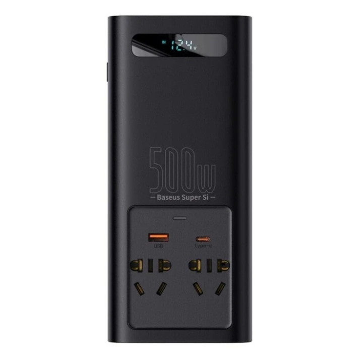 Автомобильный инвертор Baseus Super Si Power Inverter 500W 220V CN / EU, Black ( CGNB000101 )