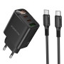 Сетевое зарядное устройство BOROFONE BA98A Ilustre PD30W / QC3.0 cable Type-C to Type-C, Black