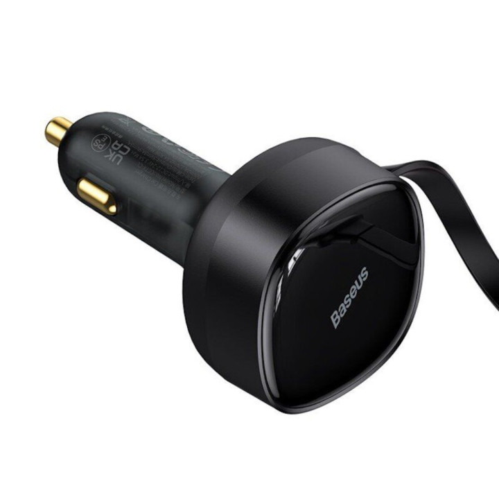 Автомобильное зарядное устройство Baseus Enjoyment Retractable 30W 3.5А 2-in-1 Car Charger, Black ( CGTX000001 )