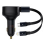 Автомобильное зарядное устройство Baseus Enjoyment Retractable 30W 3.5А 2-in-1 Car Charger, Black ( CGTX000001 )