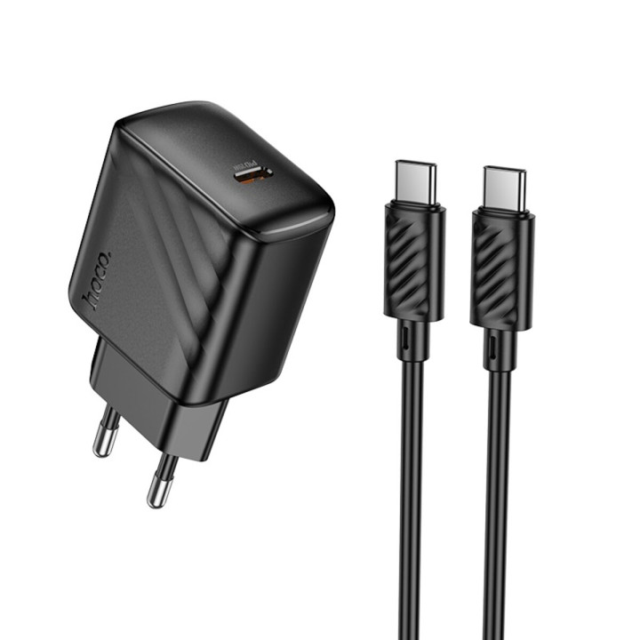 Сетевое зарядное устройство HOCO CS24A Puerto single-port PD25W / QC3.0 cable Type-C to Type-C, Black