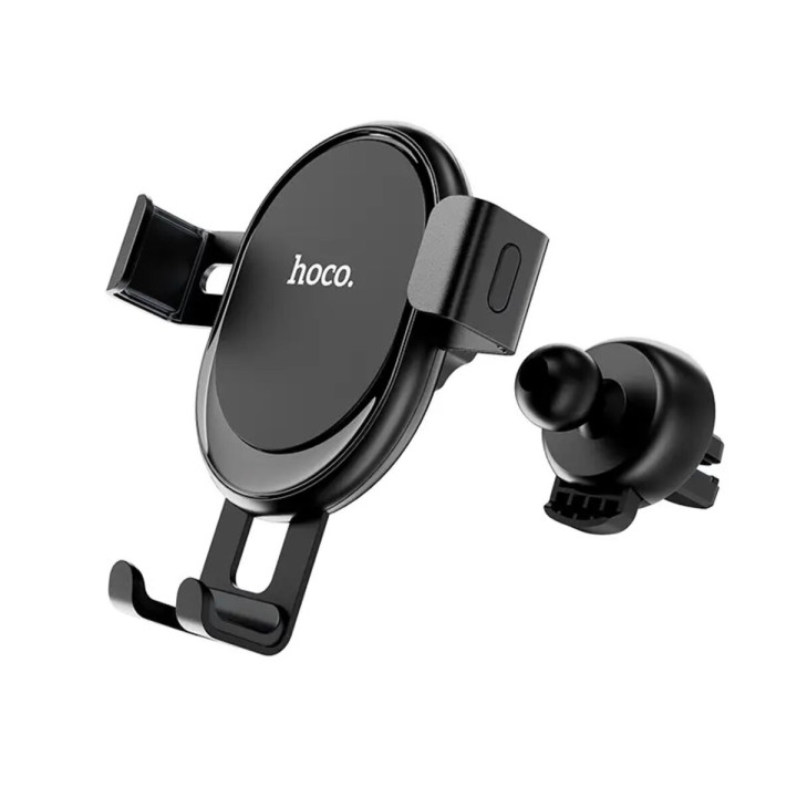 Автодержатель для смартфона HOCO CA56 Plus Armor metal gravity car holder, Black - Silver