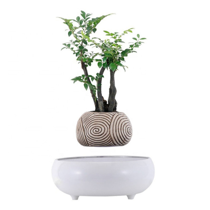 Магнитный левитационный горшок для растений HCNT Magnetic Levitating Pot M5B-PZ-T, White