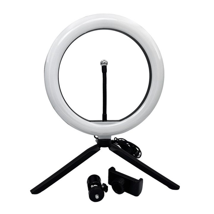 Кольцевая лампа NNHQ-10 (26см) со штативом 2,1м, Black