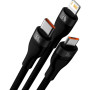 USB Data Кабель Baseus Flash Series Ⅱ USB to Micro USB Lightning Type-C 66W 1.2m, Black ( CASS040001 )
