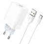 Сетевое зарядное устройство BOROFONE BA47A USB QC3.0 3A cable Type-C 18W 1m, White