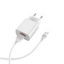 Сетевое зарядное устройство BOROFONE BA20A Sharp single 10.5W cable USB - Lightning 1m, White