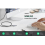 Data-Кабель UGREEN US115 USB 3.0 Extension Cable Aluminum Case 1m, Black