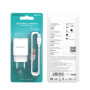Сетевое зарядное устройство BOROFONE BA20A Sharp single 10.5W cable USB - Lightning 1m, White