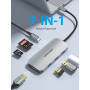 USB - Hab Vention Type-C to HDMI / USB 3.0x3 / SD / TF / PD 0.15m, Gray