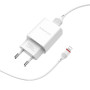 Сетевое зарядное устройство BOROFONE BA20A Sharp single 10.5W cable USB - Lightning 1m, White