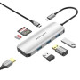 USB - Hab Vention Type-C to HDMI / USB 3.0x3 / SD / TF / PD 0.15m, Gray