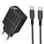 Сетевое зарядное устройство BOROFONE BA97A Ilustre single-port PD30W / QC3.0 cable Type-C to Type-C, Black
