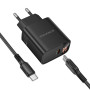 Сетевое зарядное устройство BOROFONE BA97A Ilustre single-port PD30W / QC3.0 cable Type-C to Type-C, Black