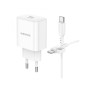 Сетевое зарядное устройство BOROFONE BA81A single port PD20W / QC3.0 cable Type-C to Type-C, White