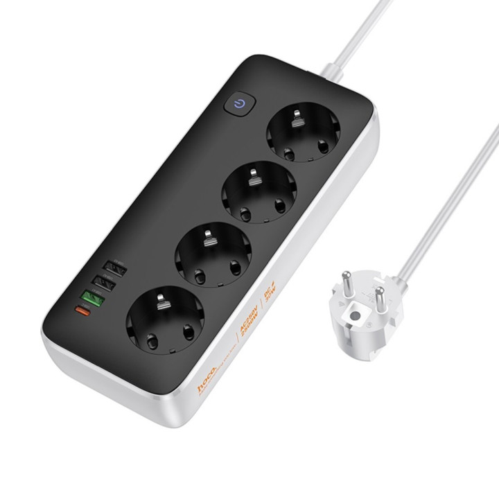 Сетевой удлинитель HOCO AC22 Sunlight 4-bit PD30W EU/GER 3m, Black