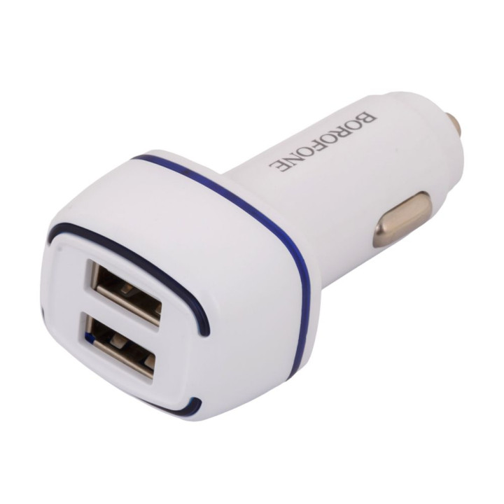 Автомобильное Зарядное Устройство Borofone BZ14 2USB 2.4A cable MicroUSB 1m, White