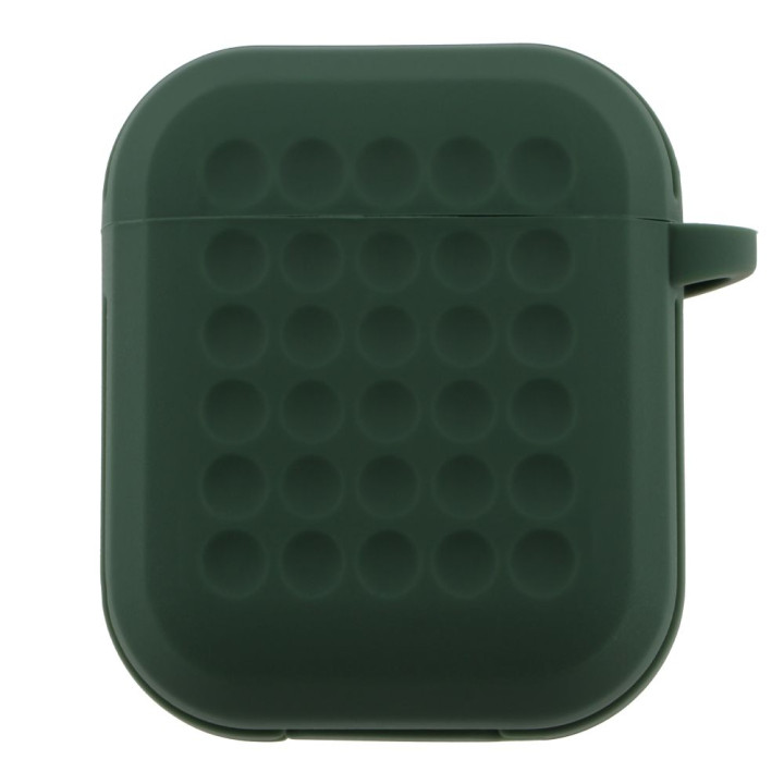 Чехол-футляр для наушников Silicone Fashion Case with Hook для Airpods 1/2, Dark Green