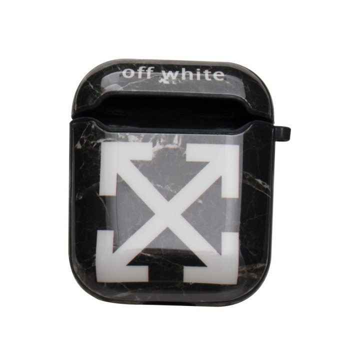 Чехол-футляр для наушников Apple Airpods Glossy Brand, Ofwhite black