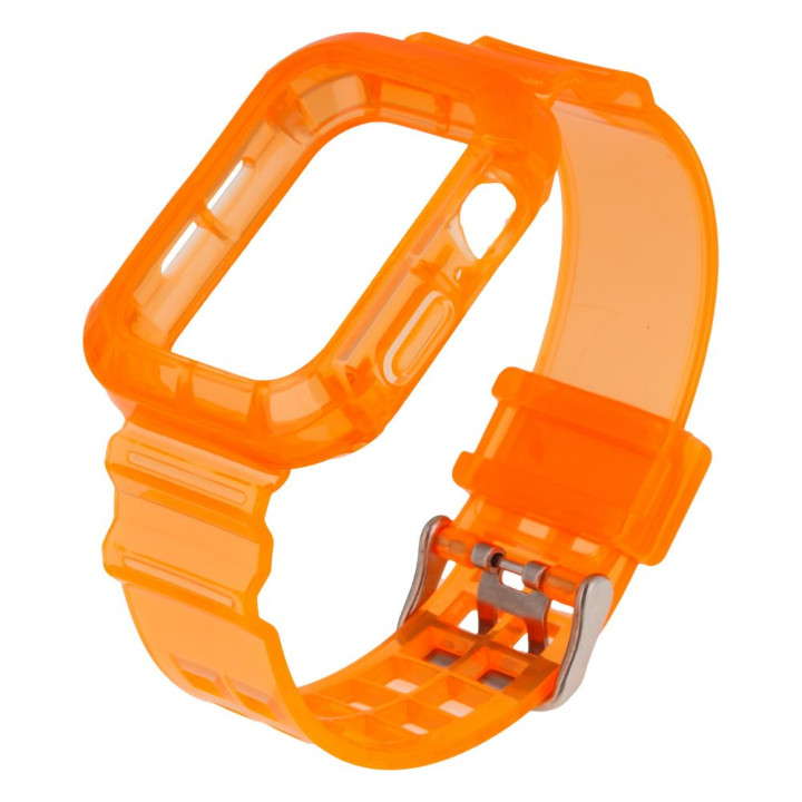 Ремешок Color Transparent для Apple Watch 44mm + Protect Case, Orange