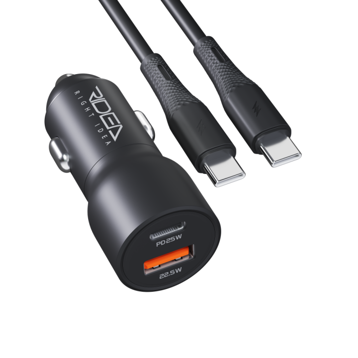 Автомобильное Зарядное Устройство Ridea RCC-30114 QPow Type-C / USB cable Type-C to Type-C, Black