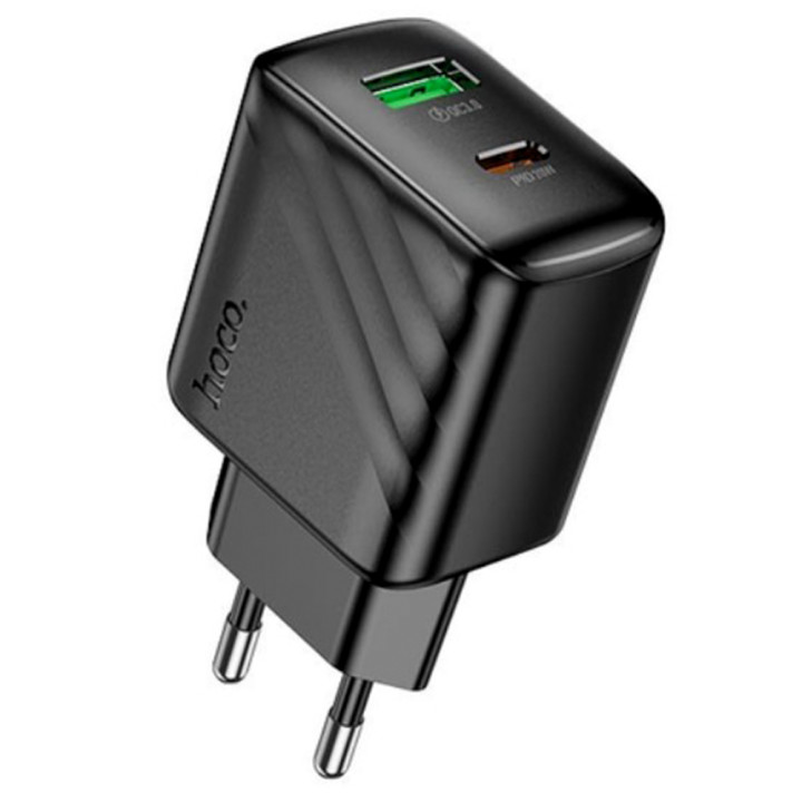 Сетевое зарядное устройство Hoco CS25A 1USB-C / 1USB PD / QC 20W, Black