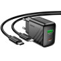 Сетевое зарядное устройство Hoco CS25A 1USB-C / 1USB PD / QC 20W Type-C to Lightning, Black