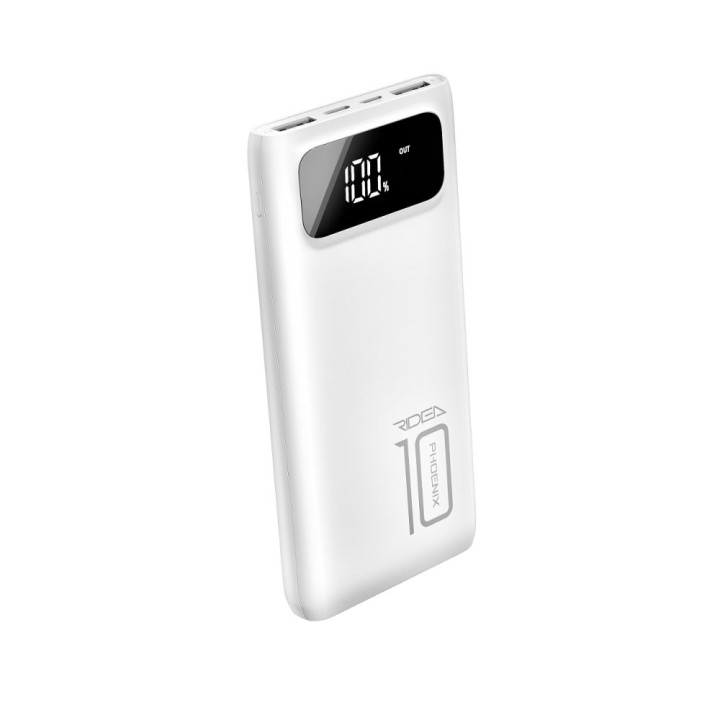 Портативная батарея Power Bank Ridea RP-D10L Phoenix10 10W digital display с фонариком 10000 mAh, White