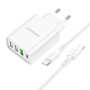 Сетевое Зарядное Устройство Borofone BA79A Clever PD20W / QC3.0 cable Type C to Type C, White