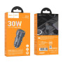 Автомобильное зарядное устройство для Hoco Z57A 1USB / 1USB-C PD30W / QC3.0, Gray