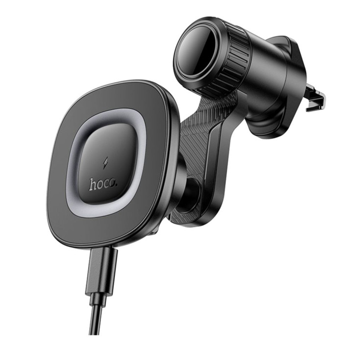Магнитный автомобильный держатель Hoco HW30 4.5-7.0 inch Magnetic Ring Wireless 15W, Black