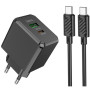 Сетевое зарядное устройство Hoco CS25A 1USB-C / 1USB PD / QC 20W Type-C to Type-C, Black