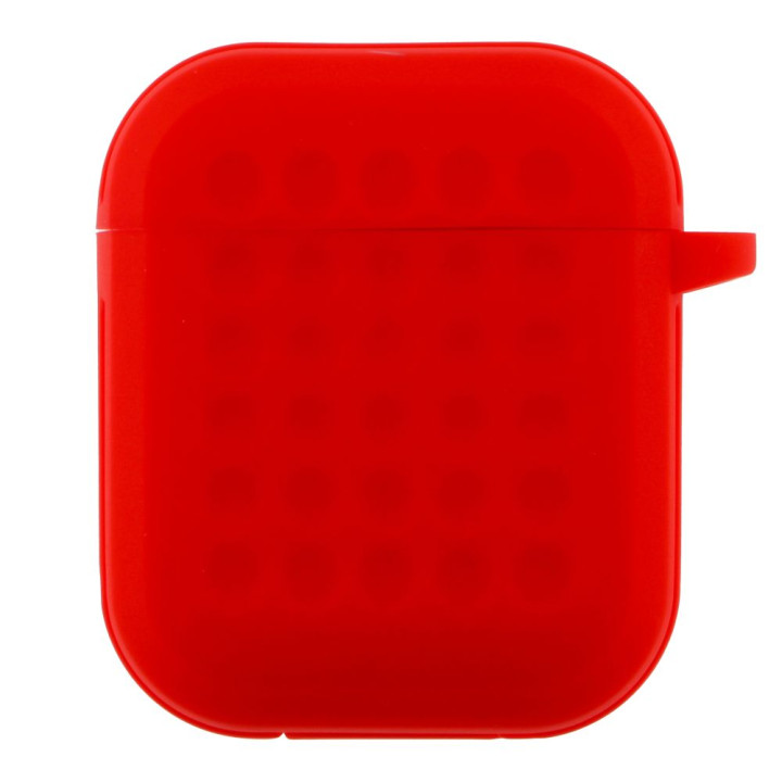 Чехол-футляр для наушников Silicone Fashion Case with Hook для Airpods 1/2, Red