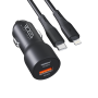Автомобильное зарядное устройство Ridea RCC-47115 QPow Pro  USB / Type-C 47.5W cable Type-C to Lightning, Black