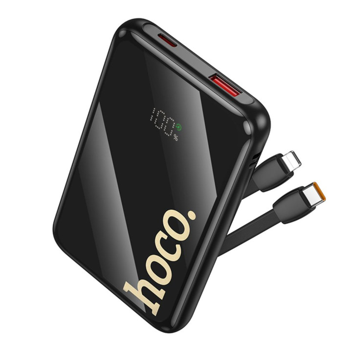 Внешний аккумулятор Power Bank Hoco Q37 Graceful 22.5W PD20W with two cables 10000mAh, Black