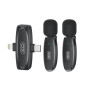 Микрофон петличный беспроводной XO MKF010 Twin Type-C / Lightning 70mAh, Black