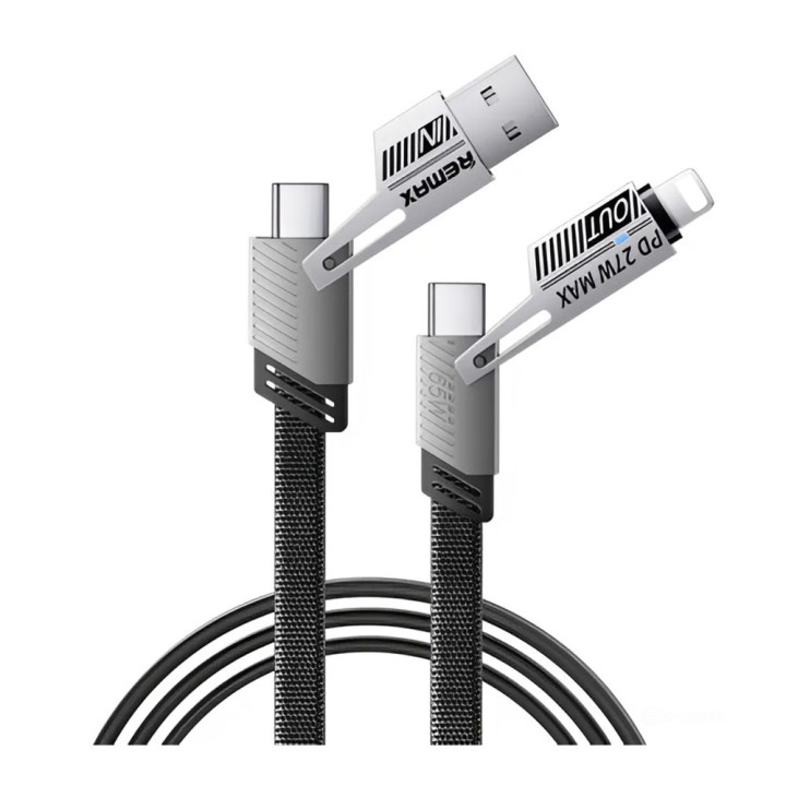 Дата - кабель USB Remax RC-C189 3 в 1 Lightning / Type-C 65W, Black