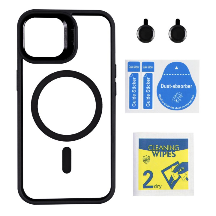 Чехол - накладка TPU+PC+Metal Stand Case with MagSafe and Camera Lenses для iPhone 16 Pro