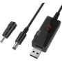 Кабель USB to DC для роутера с 5v на 9V / 12V 5.5х2.1 / 3.5x1.35mm с переключателем, Black