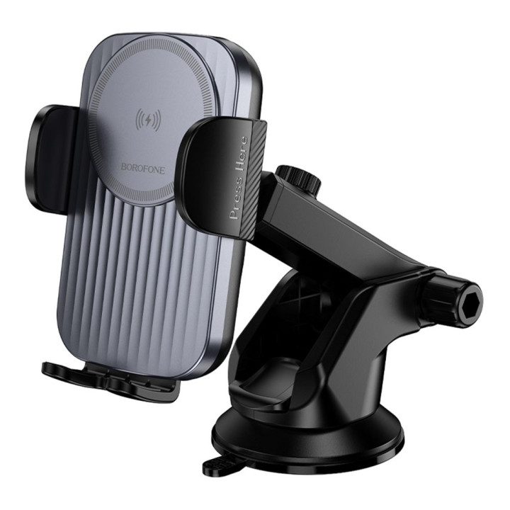 Автодержатель для смартфона Borofone BH222 Wireless 15W, Gray