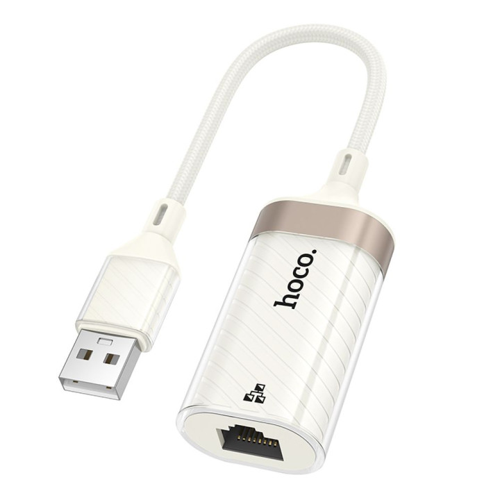 Переходник Hoco UA41 USB to Ethernet adapter (100 Mbps), Apricot