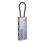 USB Hub Hoco HB50 Type-C 5-in-1 HDTV / PD / USB3.0*3, Gray