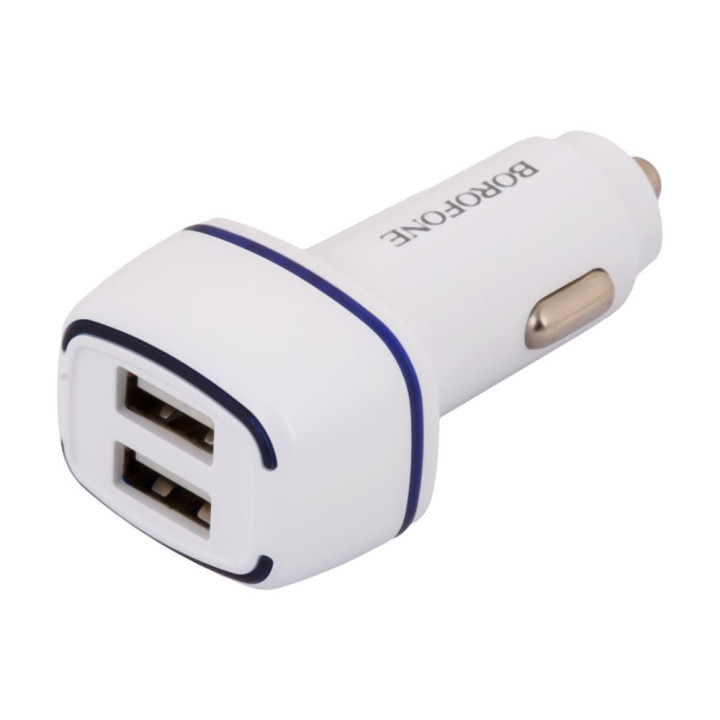 Автомобильное Зарядное Устройство Borofone BZ14 2.4A cable USB to Lightning, White