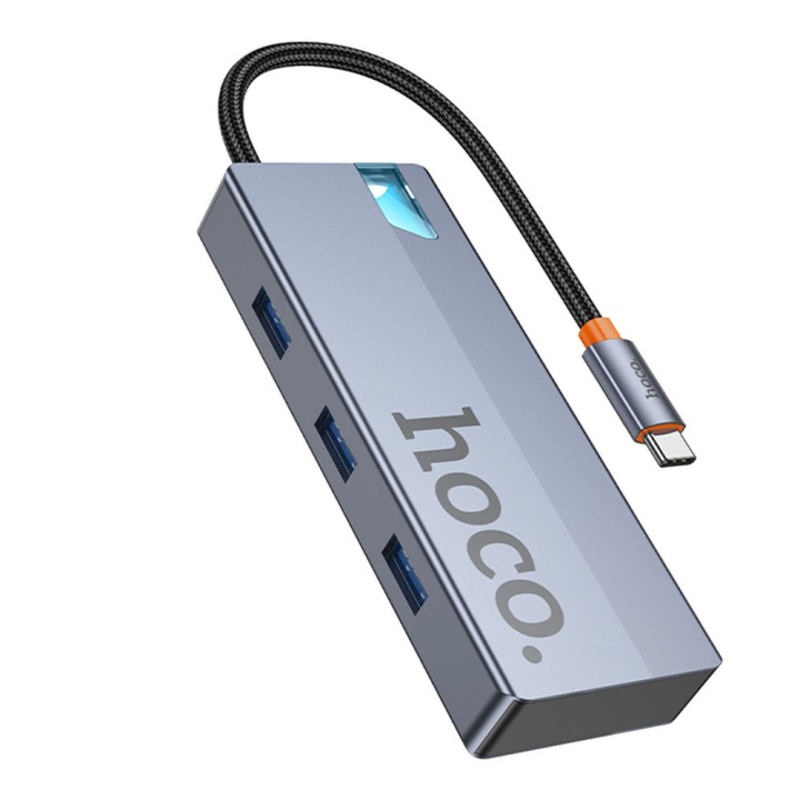 USB Hub Hoco HB50 Type-C 5-in-1 HDTV / PD / USB3.0*3, Gray