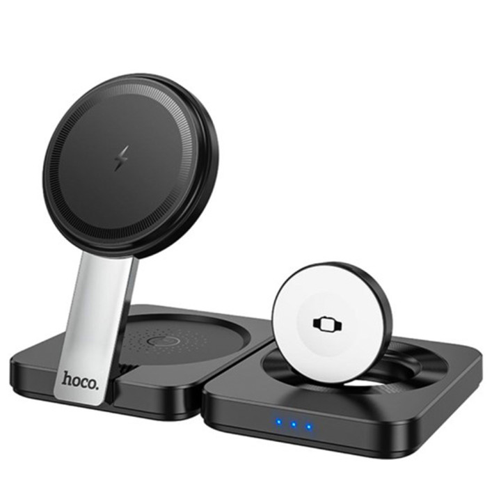 Беспроводное зарядное устройство Hoco CQ11 3-in-1 для смартфонов, наушников с технологией Qi 15W, Black